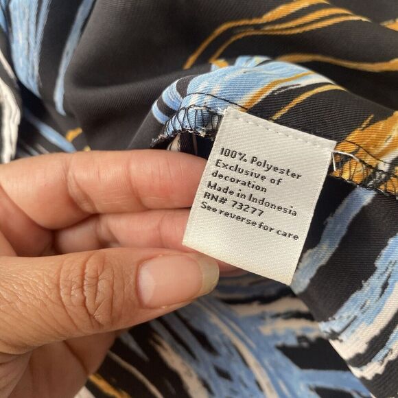 Nine West Blouse Wrap Top Silky Shirt Womens Size Large Short Sleeve Tie Waist - Picture 8 of 15